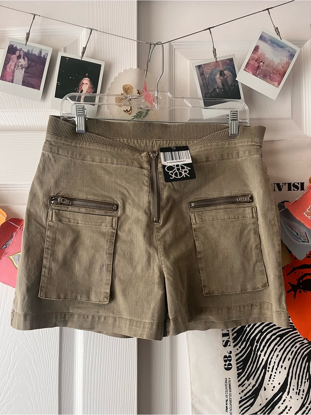 Chaser High-Waist Corduroy Utility Shorts - Taupe NWT